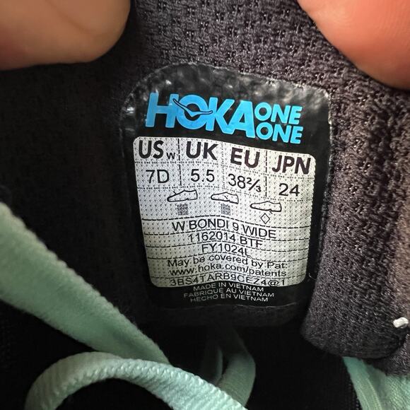 Hoka Bondi 9 Max Cushion Womens 7 Wide Green Pink Road Running Shoes Sneakers - Picture 4 of 16